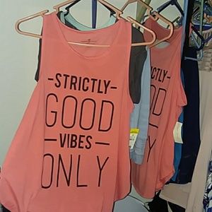 Two summer blouses:  say strictly good vibes only